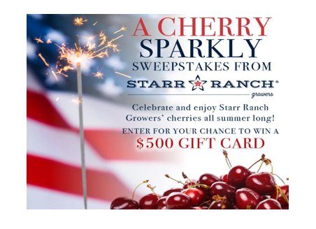 Starr Ranch Growers Cherry Sparkly Sweepstakes - Win A $500 Gift Card