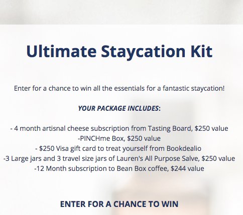 Staycation Kit Sweepstakes