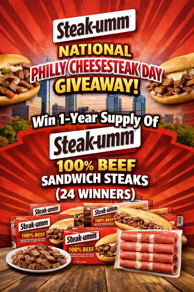 Steak-Umm National Philly Cheesesteak Day Giveaway – Win 1-Year Supply Of Steak-Umm 100% Beef Sandwich Steaks (24 Winners)