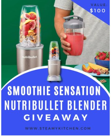 Steamy Kitchen Smoothie Sensation Nutribullet Blender Giveaway