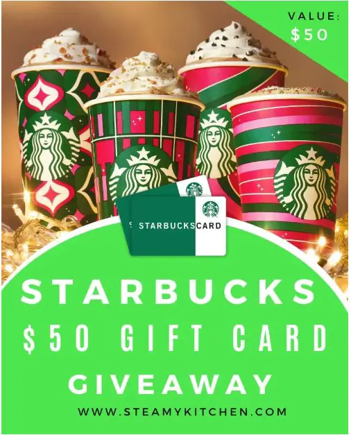 Steamy Kitchen Starbucks $50 Gift Card Giveaway – Win $50 Starbucks Gift Card