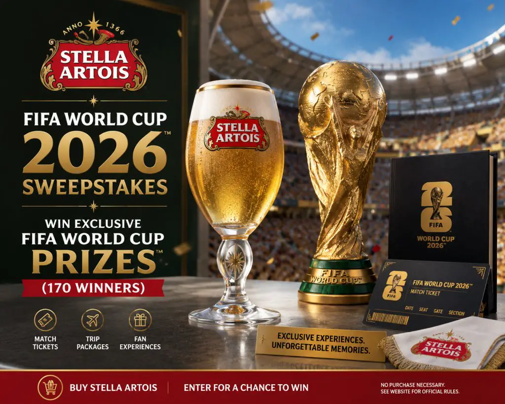 Stella Artois FIFA World Cup 2026 Sweepstakes – Win Exclusive FIFA World Cup Prizes (170 Winners)