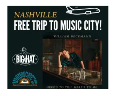 Stem William Beckmann's Music City "Here's To You. Here's To Me" Flyaway Contest  - Win A Trip To Nashville