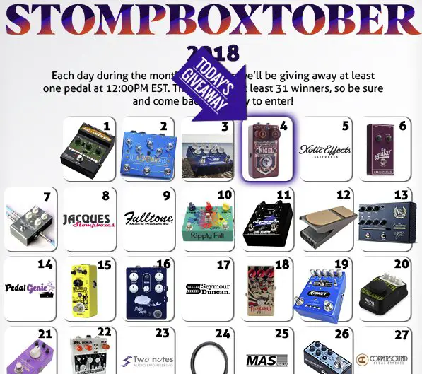Stompboxtober: 31 Days of Pedal Giveaways