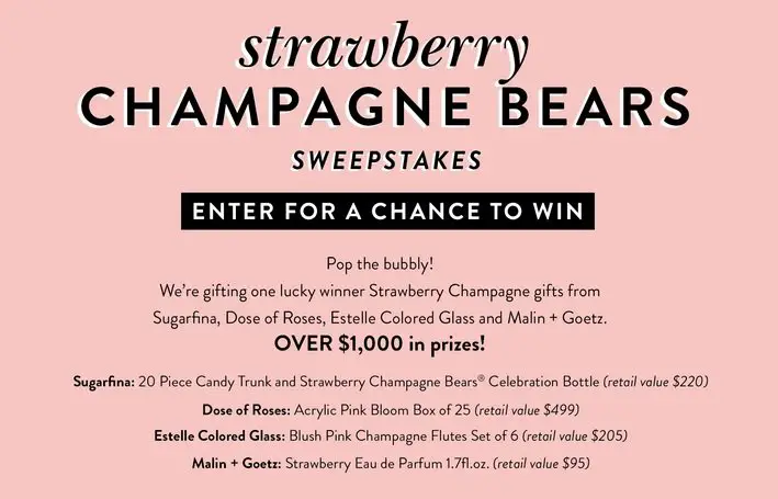 Strawberry Champagne Bears Sweepstakes - Win Premium Sweets and More!