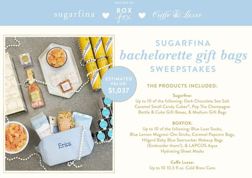 Sugarfina "Bachelorette Gift Bag" Sweepstakes - Win a $1,037.50 Prize Pack