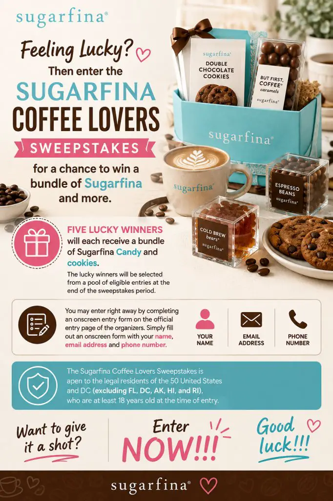 Sugarfina Coffee Lovers Sweepstakes - Win A Bundle Of Sugarfina Candy & Cookies (5 Winners)