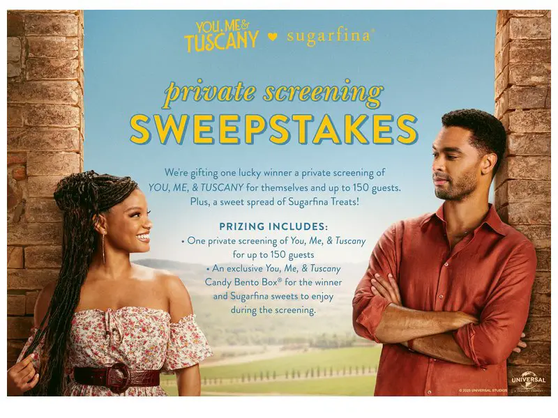 Sugarfina You, Me & Tuscany Private Screening Sweepstakes – Win A Private Movie Screening & More