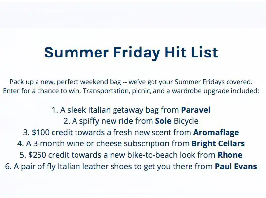 Summer Friday Hit List Sweepstakes