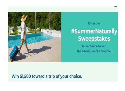 Sunburnt Summer Naturally Sweepstakes - Win $1,500 For A Getaway