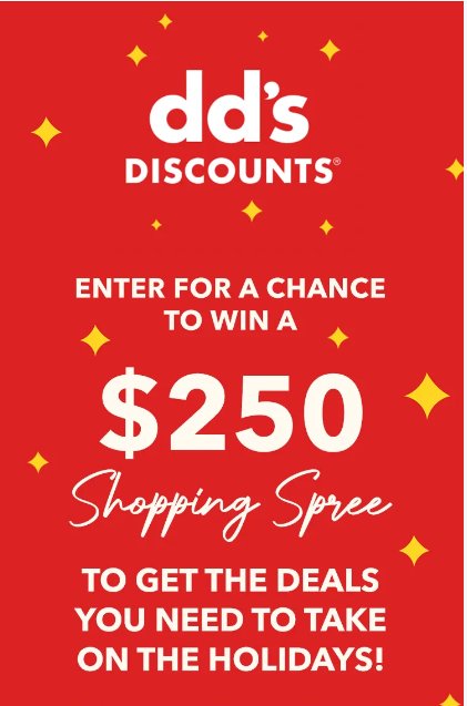 Sunny 99.9 FM dd’s Discounts Holiday Sweepstakes – Win A $250 Gift Card (11 Winners)