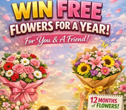 Sunny with a Chance of Flowers Share a Little Sunshine Sweepstakes - Win Free Flowers For A Year for 2