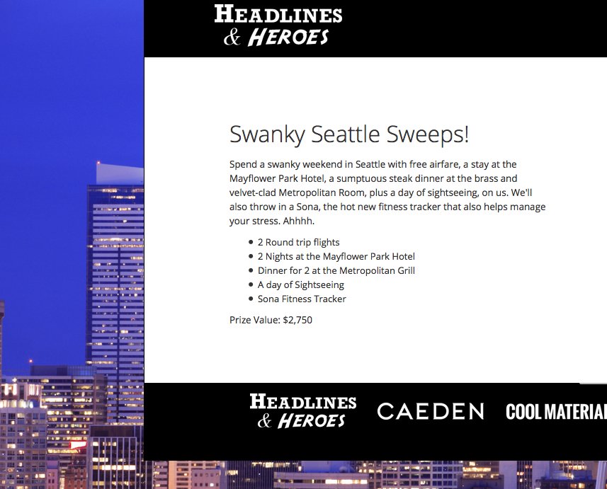 Super Cool & Fun! The $2750 Seattle Sweepstakes