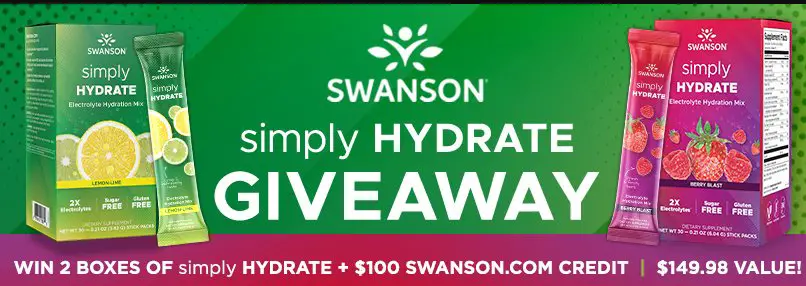 Swanson Health Simply Hydrate Giveaway - Win 2 Boxes Of Simply Hydrate + $100 Shopping Credit (5 Winners)