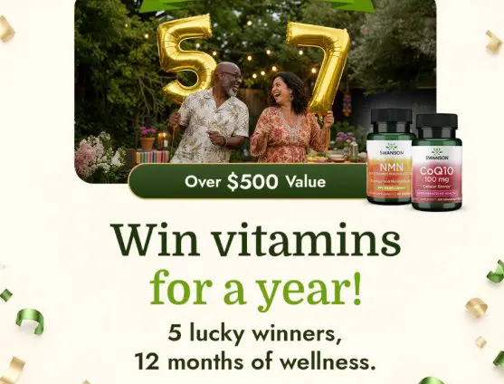 Swanson Health Vitamins for a Year Sweepstakes - 5 Winners; Free Vitamins for a Year