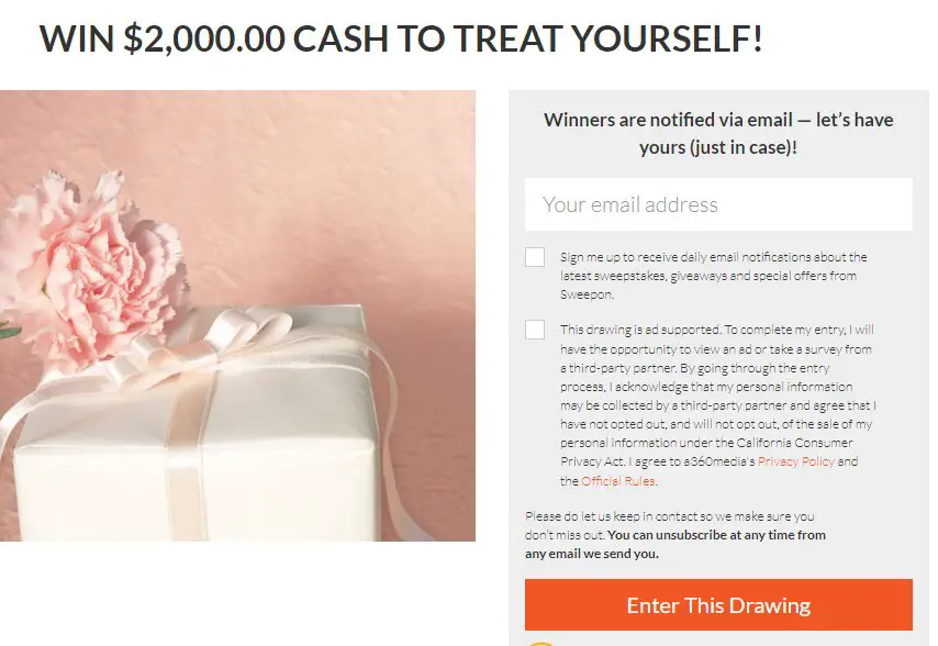 Sweepon $2,000 Cash Giveaway