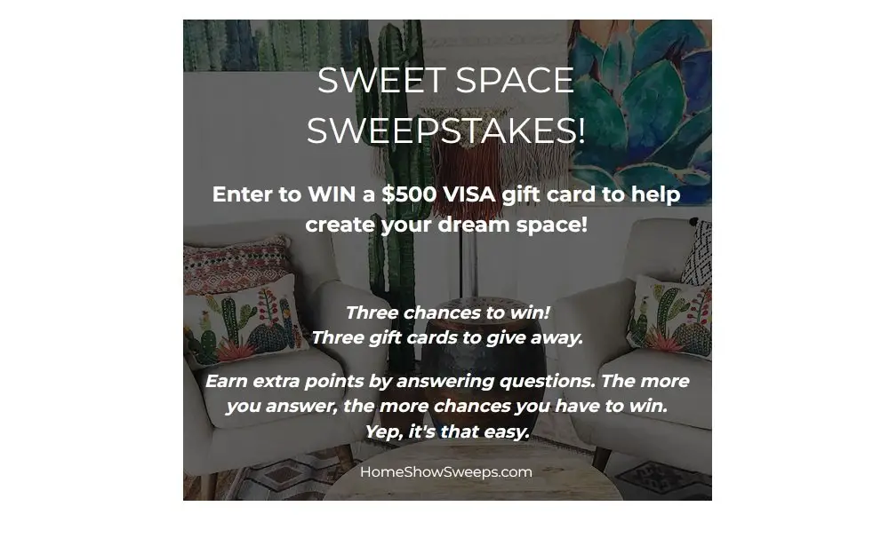 Sweet Space Sweepstakes - Win a $500 Prepaid Gift Card