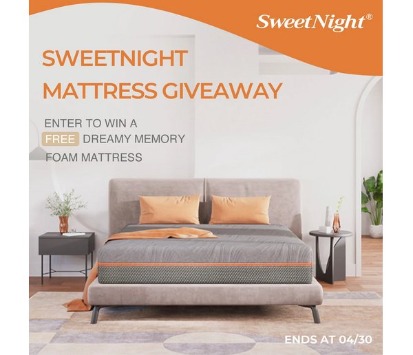SweetNight Giveaway 2024 - Win A  Dreamy Memory Foam Mattress