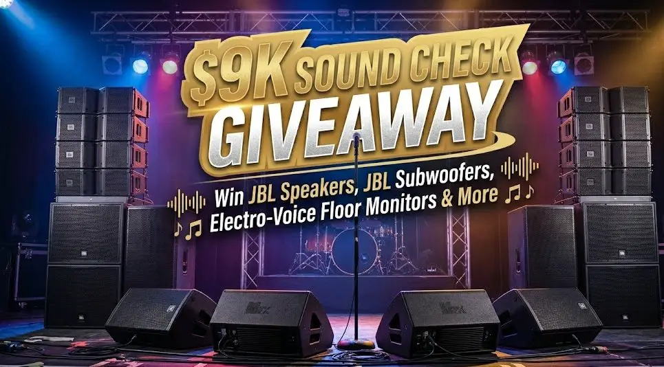 Sweetwater $9K Sound Check Giveaway – Win JBL Speakers, JBL Subwoofers, Electro-Voice Floor Monitors & More