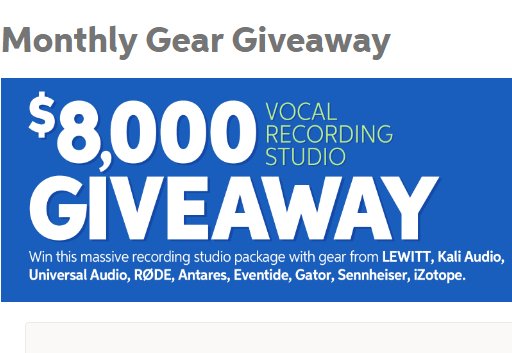 Sweetwater Gear Giveaway - Win An $8,000 Music Recording Studio Package