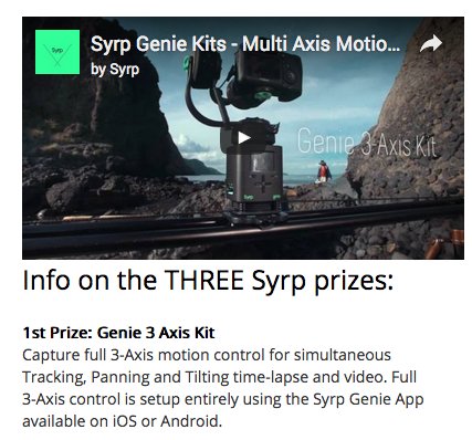 Syrp Motion Contest Giveaway