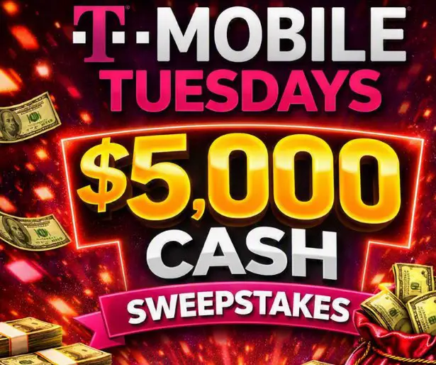 T-Mobile Tuesdays Sweepstakes - $5,000 Cash; 5 Winners