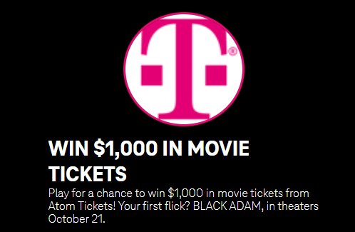 T-Mobile Tuesdays Sweepstakes - Win $1,000 Worth Of Movie Tickets
