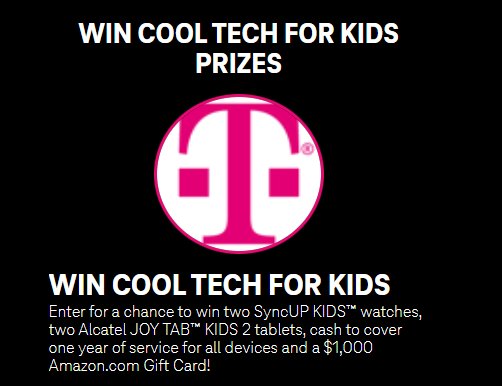 T-Mobile Tuesdays Sweepstakes - Win Cool Tech For Kids ... Smartwatches, Tabs & $1,000 Amazon Gift Card