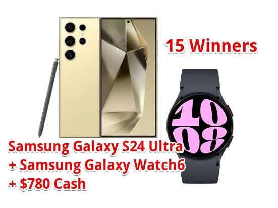 T-Mobile Tuesdays Sweepstakes - Win Samsung Galaxy S24 Ultra Phone + Samsung Galaxy Watch6 + $780 Cash