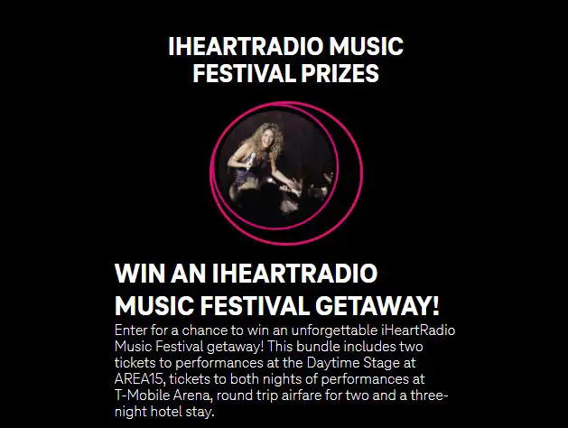 T-Mobile Tuesdays Week #321 Sweepstakes - Win A Trip For 2 To The iHeartRadio Music Festival In Las Vegas