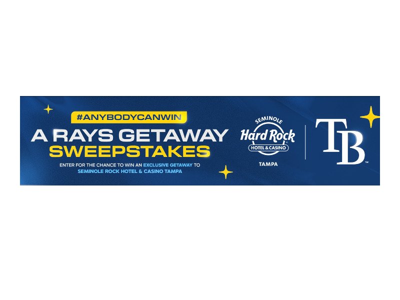 Tampa Bay Rays #ANYBODYCANWIN A Rays Getaway Sweepstakes - Win Four VIP Tickets & More