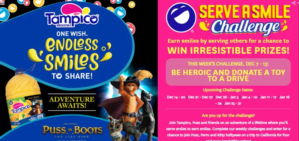 Tampico Beverages Serve A Smile Challenge - Win A Trip For 4 To California & More