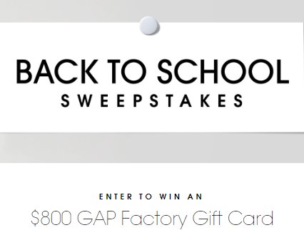 Tanger Outlets Back To School Sweepstakes - Win An $800 Gap Gift Card
