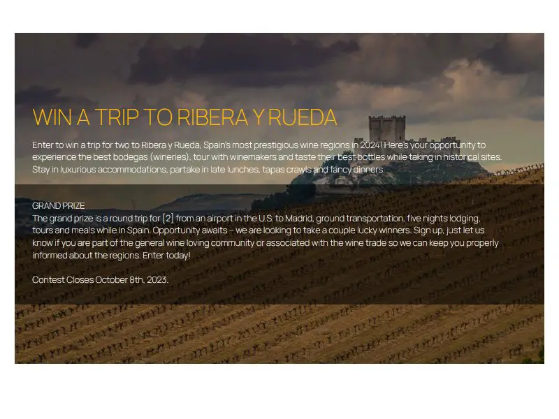 Taste Network Ribera Y Rueda Win A Trip To Spain - Win A Trip For Two To Madrid, Spain And More