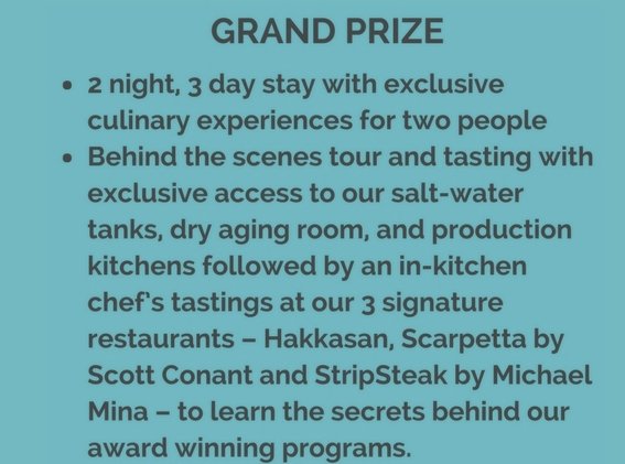 Taste of Bleau Sweepstakes
