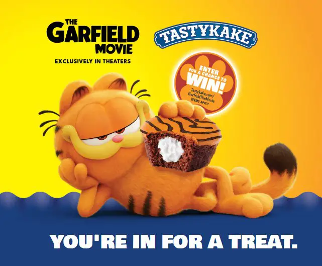 Tastykake Garfield Sweepstakes – Win 2 Fandango Promotional Codes See The Garfield Movie & More (7 Winners)
