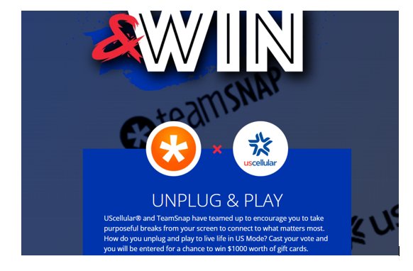 TeamSnap x USCellular Unplug & Play Sweepstakes - $1,000, $500, $250 & $100 Gift Cards Up For Grabs