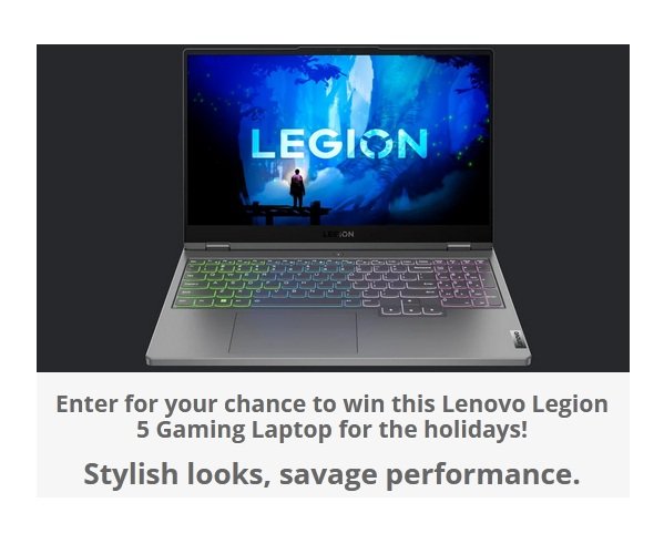 Techlicious Lenovo Legion 5 Gaming Laptop Holiday Giveaway - Win A Brand New Lenovo Gaming Laptop