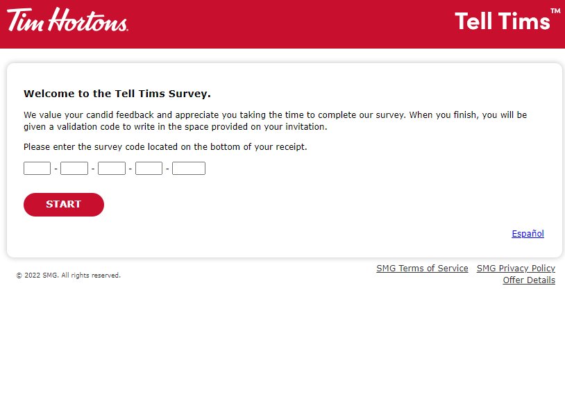 TellTims.com Survey - Get A Free Tim Hortons Coupon Code