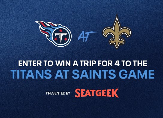 Tennessee Titans Fly Away Sweepstakes - Win A Trip For 4 To New Orleans For The Saints vs Titans Game