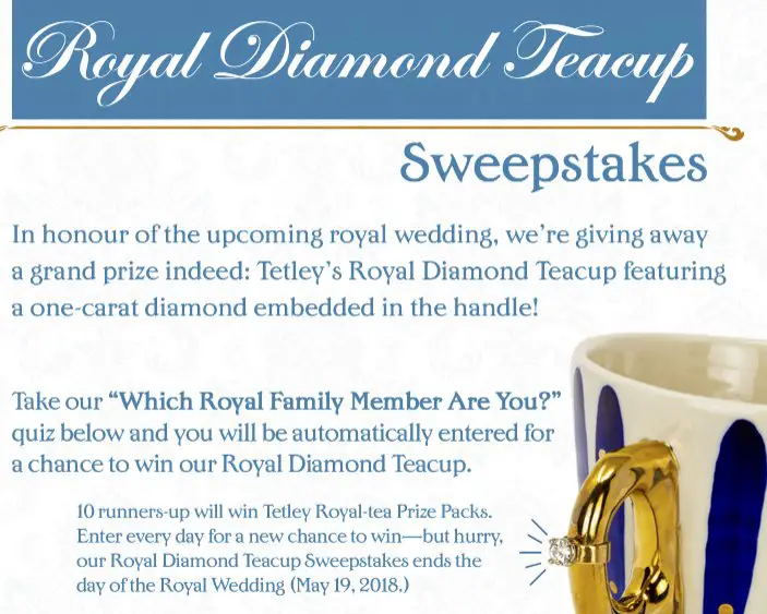 Tetleys Royal Diamond Teacup Sweepstakes