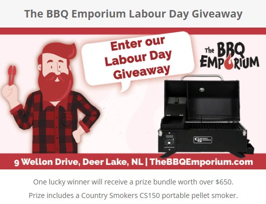 The BBQ Emporium Labour Day Giveaway - Win A $650 Portable Pellet Smoker Prize Package