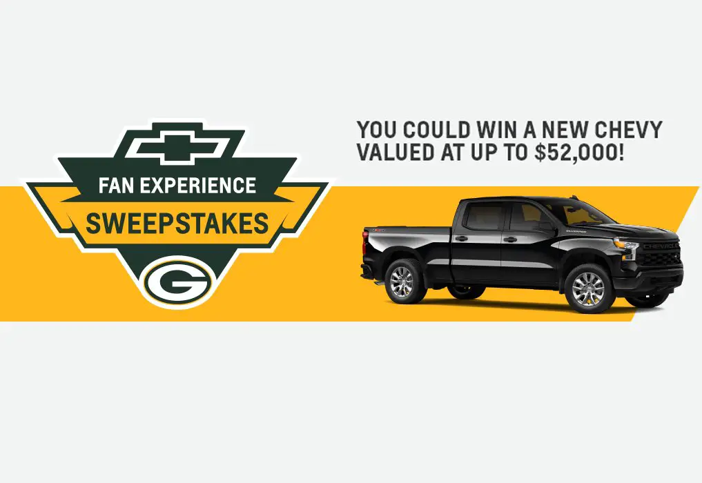 The Chevy Packers Fan Experience Sweepstakes - Win A $52,000 Chevrolet Vehicle, Game Tickets & More
