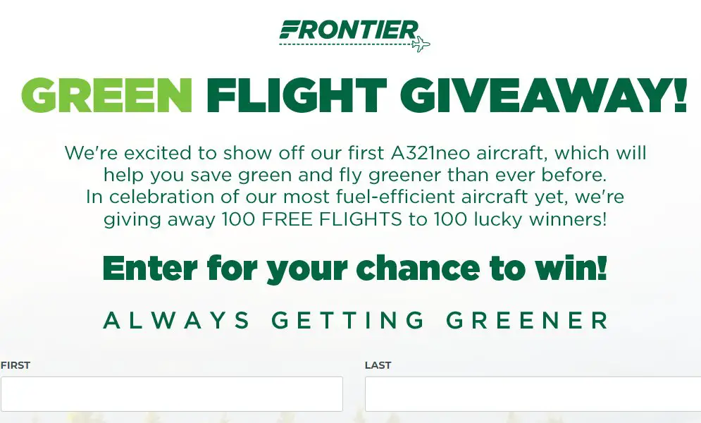 The Frontier Airlines Green Flight Giveaway - Win 1 Of 100 $250 Travel Vouchers