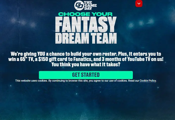 The Game Day's Choose Your Fantasy Dream Sweepstakes - Win A 65" Smart TV & More