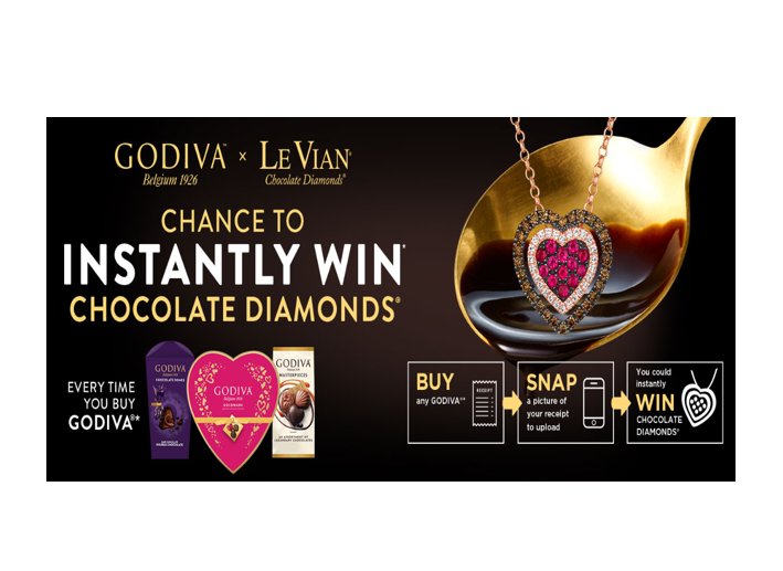 The Godiva Valentine’s Day Instant Win Game - Win a Chocolate Themed Diamond Necklace (25 Winners)