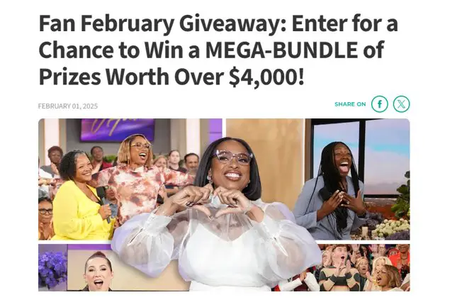 The Jennifer Hudson Show Fan February Giveaway - Win A $4,000 Prize Pack