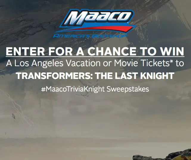 The Last Knight Maaco Trivia Knight Sweepstakes