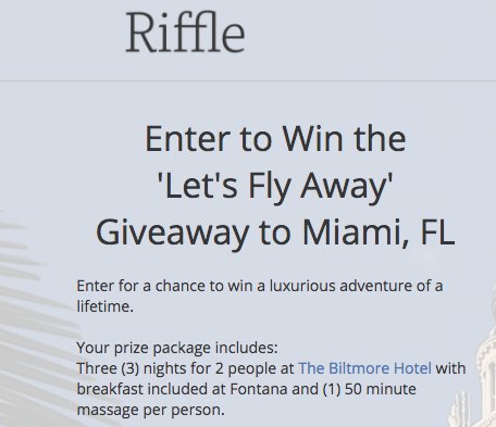 The Luxurious Biltmore Hotel in Miami Sweepstakes
