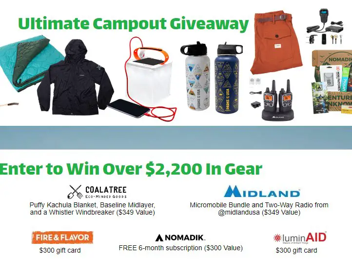 The Nomadik's Ultimate Campout Giveaway – Win $2,200 Campout Gear